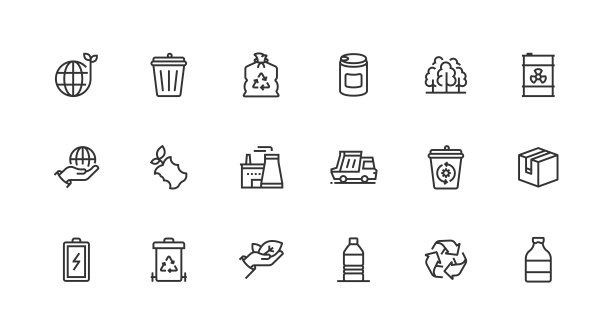 回收，生态，绿色思考，废物，环境图标设计图片下载