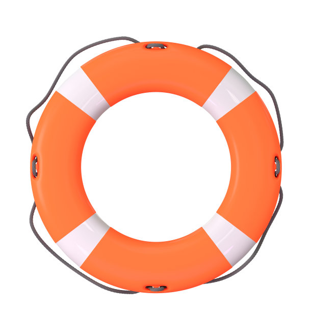 橙色救生圈。3d插图图片下载