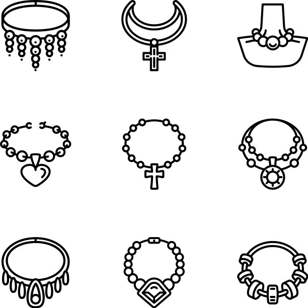 珍珠珠宝图标集轮廓风格图片下载