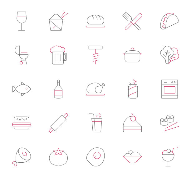 食物和饮料图标集图片下载