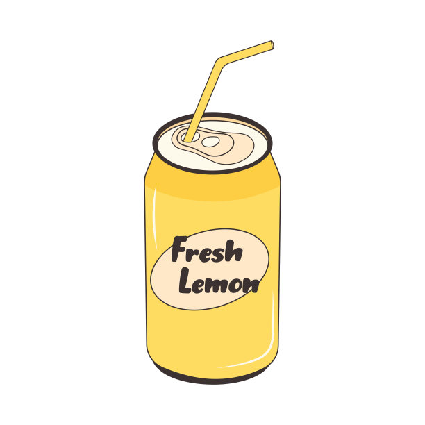 铝罐新鲜柠檬饮料。苏打水。碳酸水。金属容器中的饮料。图片下载