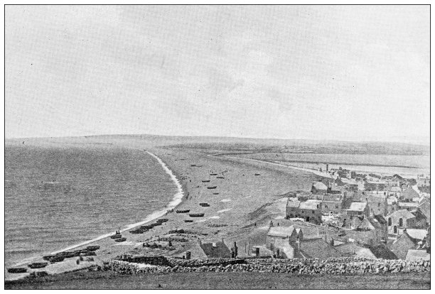 英国多塞特郡的古董照片:波特兰的切西尔海滩图片下载