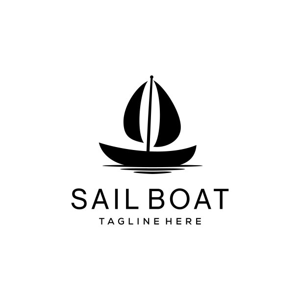 简单的帆船单桅船标志设计交通插图图片下载