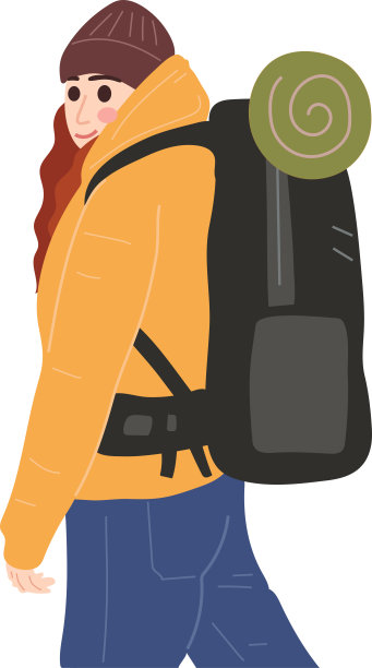 女旅行者背包旅游人物插画平面漫画艺术图片下载