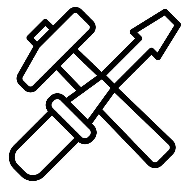 十字螺丝刀和锤子线图标。装修工具符号，白色背景上的轮廓式象形文字。建筑标识移动概念网页设计。矢量图形。图片下载