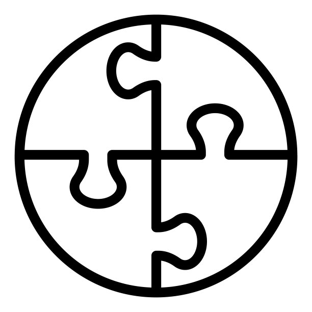 协作拼图线性图标：团队合作，游戏元素符号图片下载