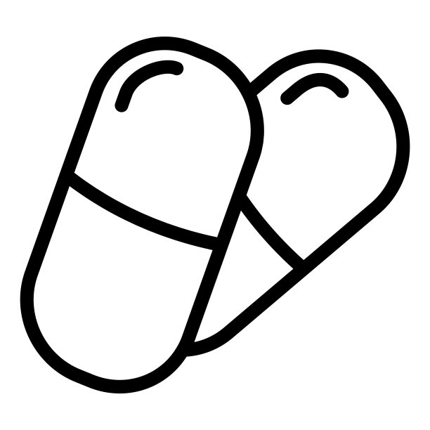 一对胶囊药丸线图标。两个椭圆形药标，白底轮廓式象形文字。医疗或药房标志移动概念网页设计。矢量图形。图片下载