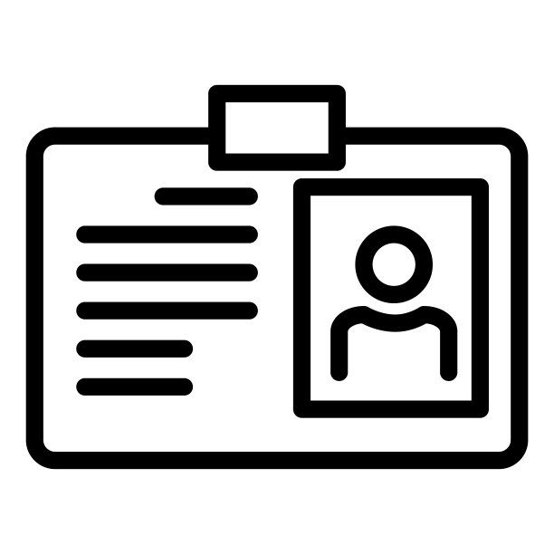 人身份证线图标。徽章的通行证和结帐符号，轮廓风格的象形文字在白色背景。商业标志移动概念网页设计。矢量图形。图片下载