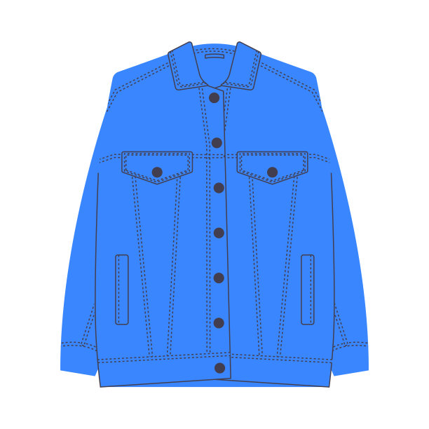 90年代风格的霓虹色牛仔裤夹克。Kidcore美学，y2k风格。时尚的棉花插图，社交媒体营销，品牌，包装，封面。矢量艺术图片下载