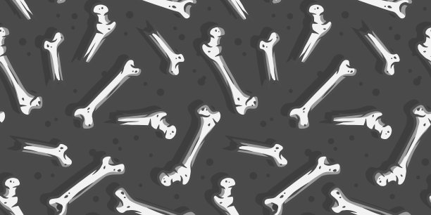 万圣节无缝图案与人类骨骼单色万圣节设计图片下载