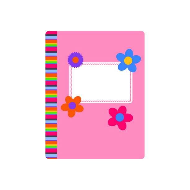 日记，90年代风格的明亮霓虹色笔记本。Kidcore美学，y2k风格。时尚的棉花插图，社交媒体营销，品牌，包装，封面。矢量艺术图片下载