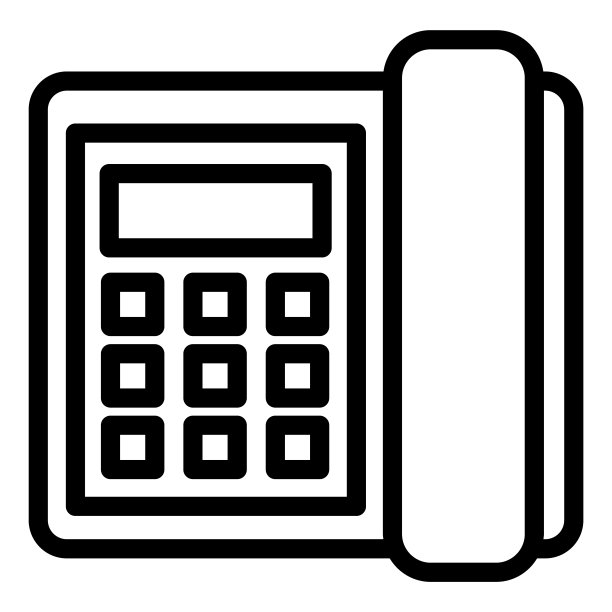 有绳电话线条图标：呼叫、通信、经典电话符号，白色背景上的轮廓样式象形图，商业标志移动概念网页设计矢量图形图片下载