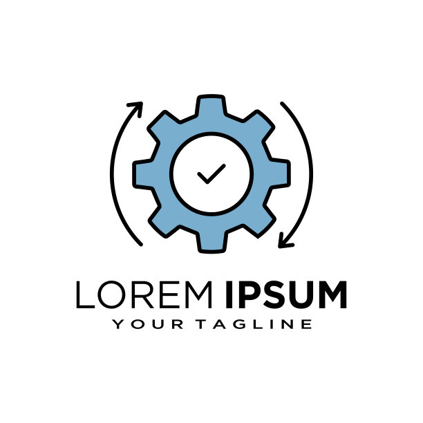 容易集成图标齿轮和tick。线性趋势现代工作流程的标志设计网页元素孤立的白色。发展理念或创新或技术服务或设定标志图片下载