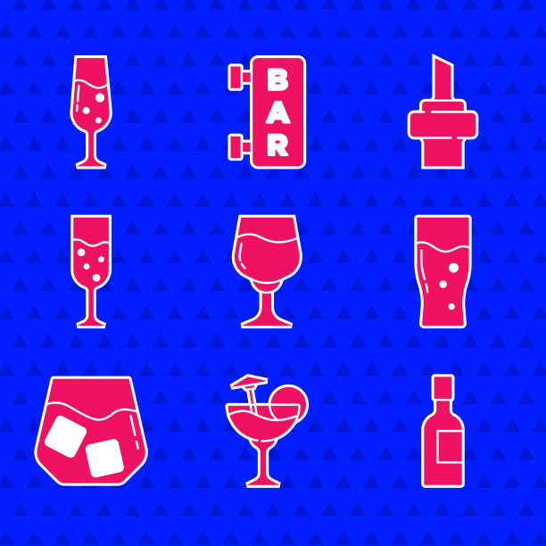 设置红酒酒杯鸡尾酒香槟酒瓶酒杯图片下载