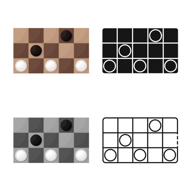 游戏和跳棋符号的隔离对象集图片下载