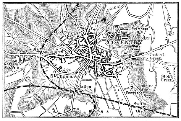 英国考文垂的古董地图- 19世纪图片下载