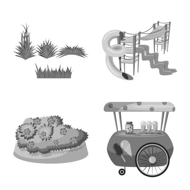 孤立对象公园和城市标志集公园图片下载