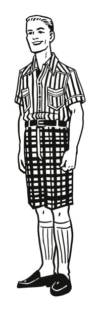 穿格子短裤和条纹衬衫的男人图片下载