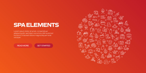 SPA元素网络横幅与线性图标，时髦的线性风格向量图片下载