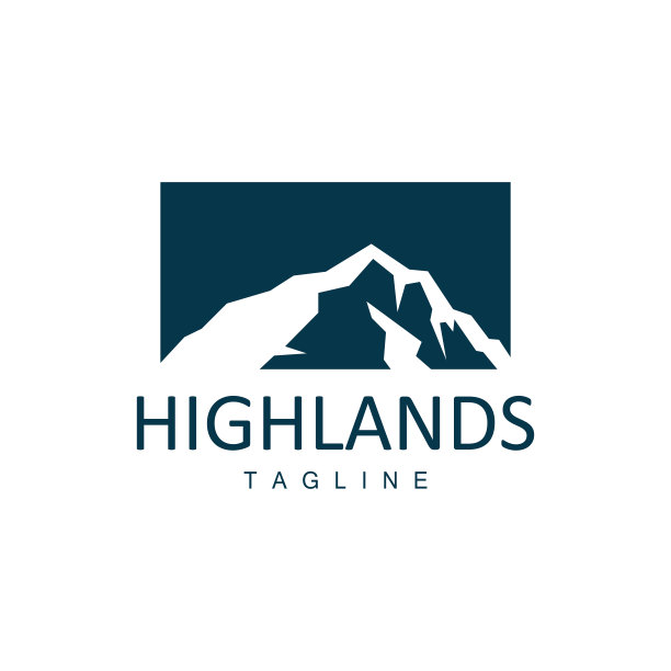 山的标志，自然景观景观设计，登山者和冒险，模板插图图片下载