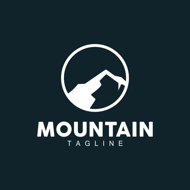 山的标志，自然景观景观设计，登山者和冒险，模板插图图片下载