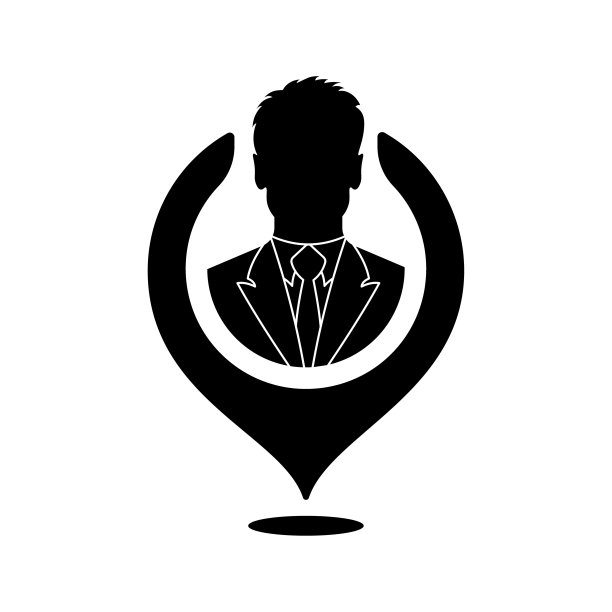 西装男图标。轮廓，黑色，一个人的位置，一个穿西装的人。矢量图标图片下载