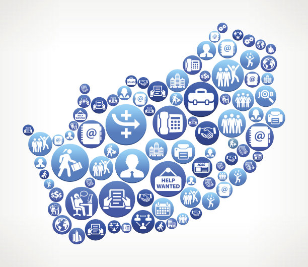 南非工作和就业蓝色矢量按钮模式图片下载