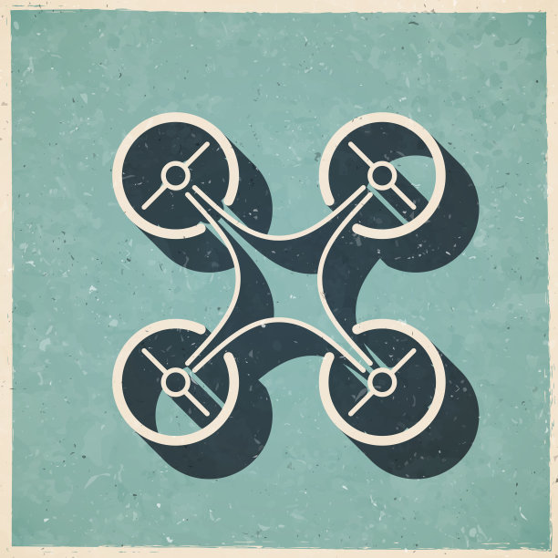 无人机-四轴飞行器。图标复古复古风格-旧纹理纸图片下载