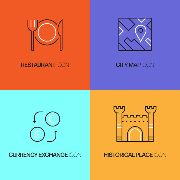 旅游和旅行相关的矢量线图标。轮廓符号集合图片下载