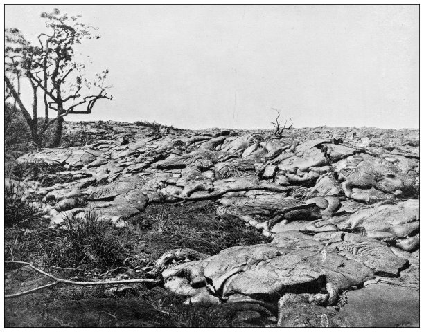 夏威夷，古董照片:熔岩图片下载