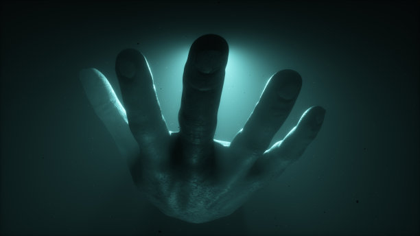 一只被未知能量源石化的手的3d渲染图片下载