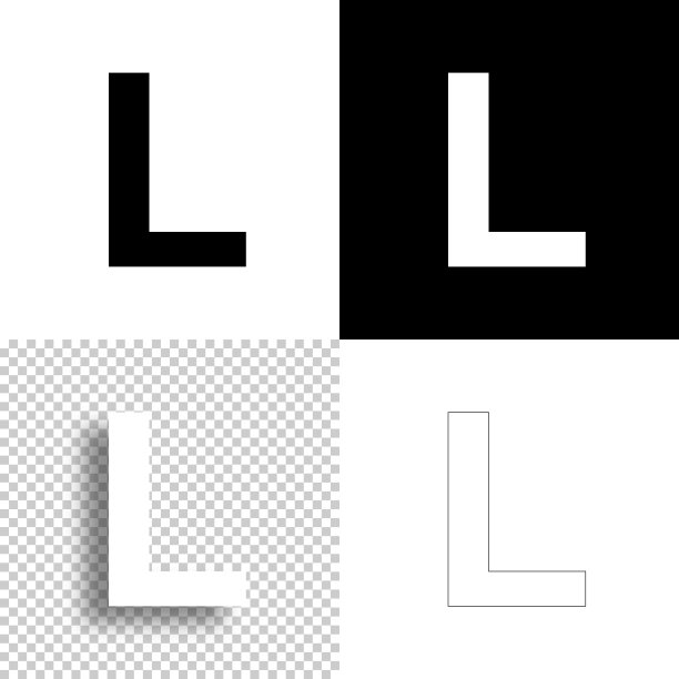 字母L设计图标，黑白线条背景图片下载