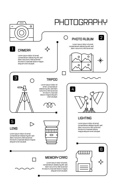 摄影相关矢量横幅设计概念，现代线条风格与图标图片下载