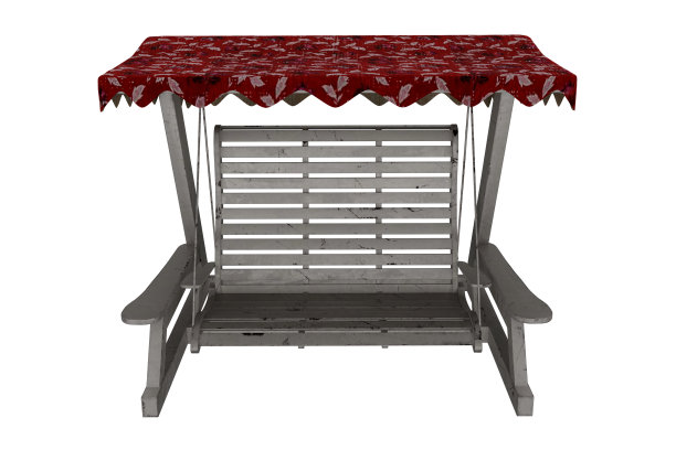 带有屋顶的户外秋千的3D渲染图。图片下载