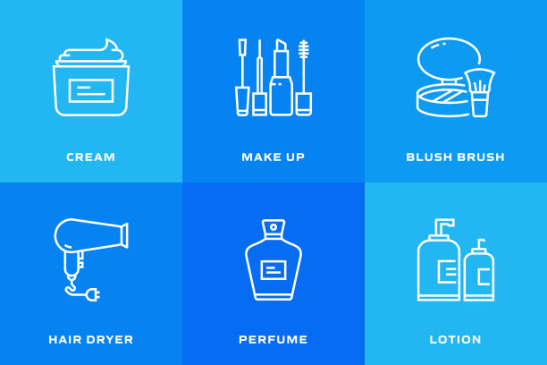 美相关的矢量细线图标。轮廓符号集合图片下载