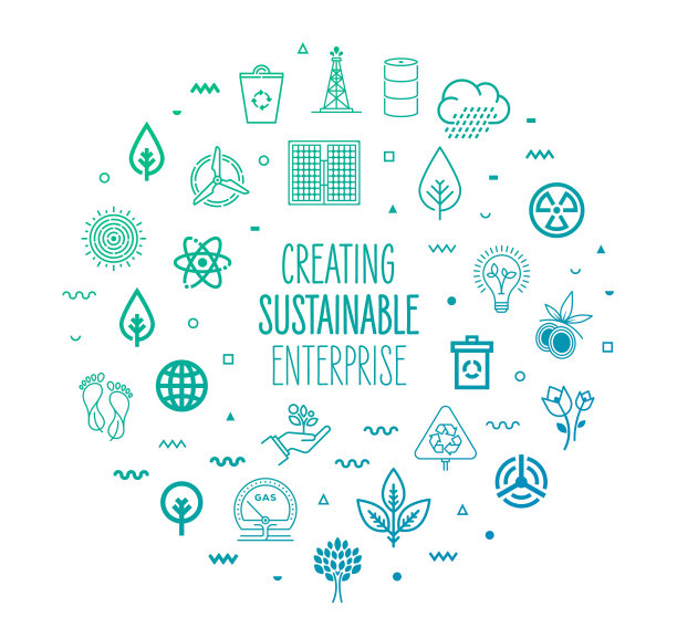 创建可持续的企业大纲风格的信息图设计图片下载