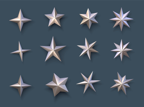 一组孤立的青铜星在灰蓝色图片下载