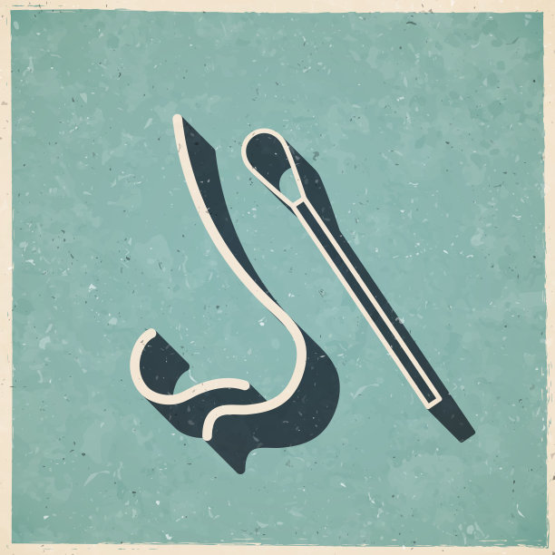 鼻拭子测试。复古风格的图标-旧的纹理纸图片下载