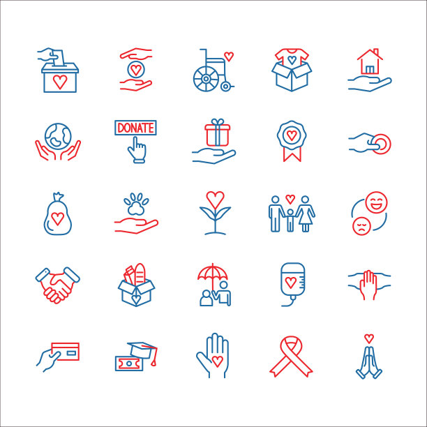 慈善和捐赠线图标图片下载