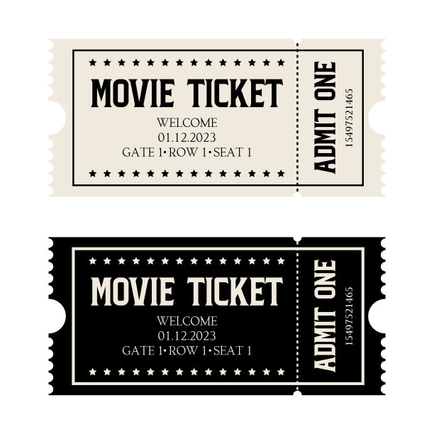白色背景的电影票。矢量插图。图片下载