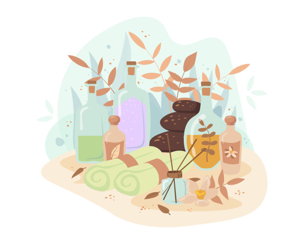 芳香疗法或水疗服务提供矢量插图图片下载