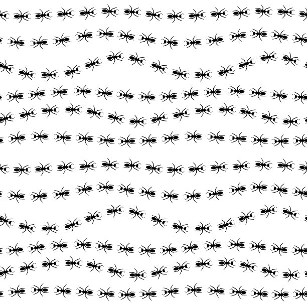 线条黑蚂蚁无缝模式图片下载