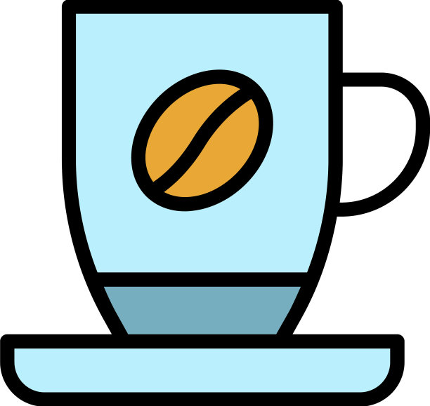 最佳咖啡杯图标颜色轮廓图片下载