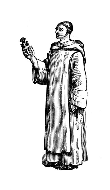 19世纪的版画;一个和尚拿着瓶子的照片(插图1893)图片下载