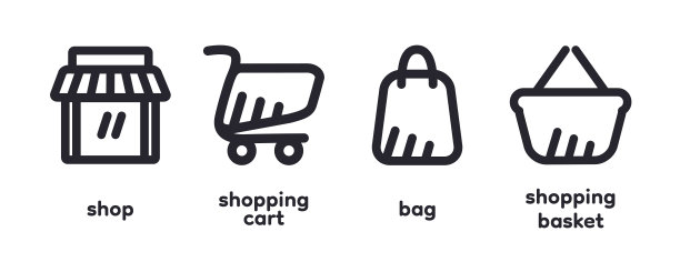 设置购物图标与文本。图片下载