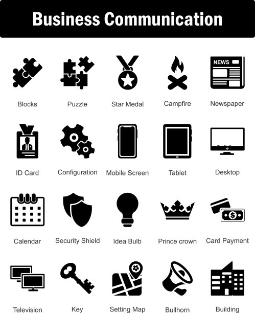 一套20混合图标作为块，拼图，星奖章，营火图片下载