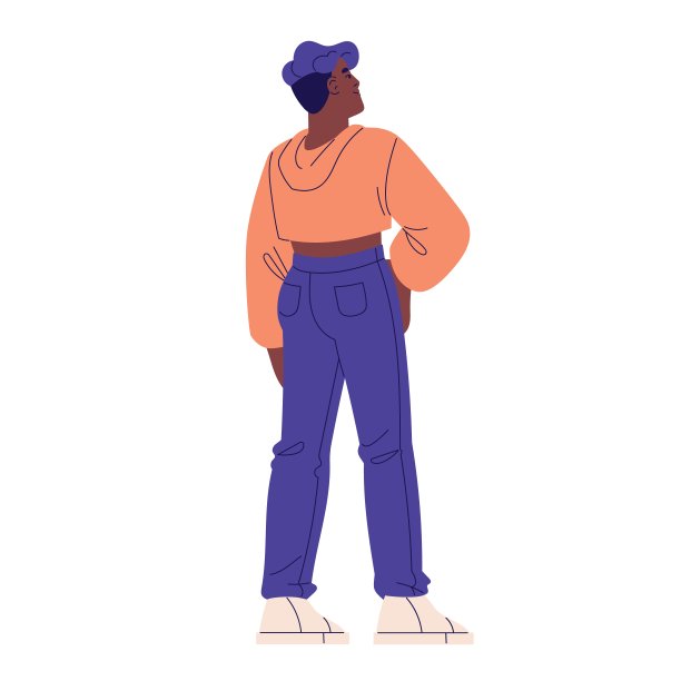 身穿短连帽衫的黑人妇女站在后面。快乐的女孩在连帽衫的微笑。穿着休闲都市服装、青年服装的短发者。平面隔离矢量插图上的白色背景图片下载