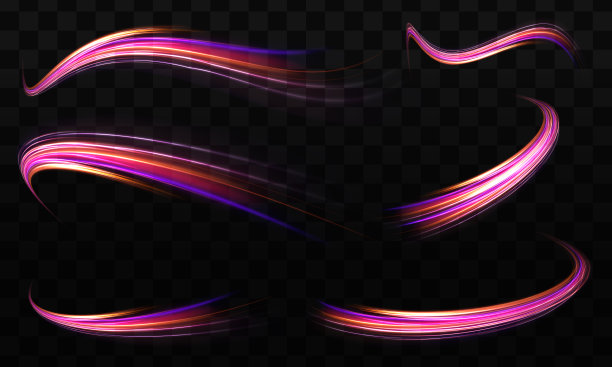 深蓝色抽象背景与紫外线霓虹灯辉光，模糊的光线，波浪图片下载