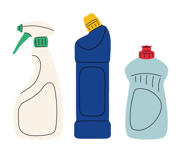 集洗涤剂瓶或容器、清洁用品、洗衣粉icon。矢量插图隔离。图片下载