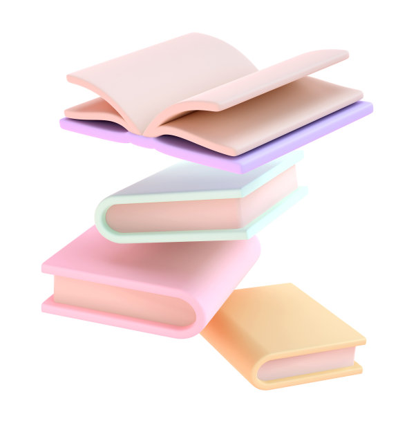 3D书籍堆栈在空气中下降和一个打开的书图标。用剪辑路径隔离。提供教育文献。读书教育回归学校理念图片下载